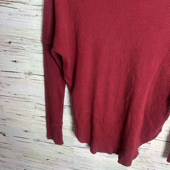 Aritzia Tna Thermal Cowlneck Waffle Knit red size xxs - Picture 3 of 7